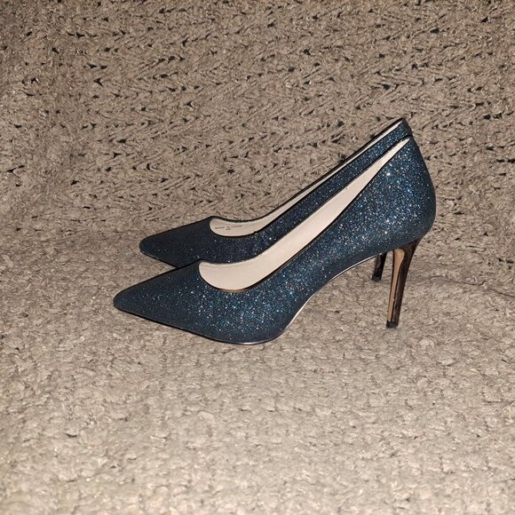 BANANA REPUBLIC-Madison 12 Hour Teal Glitter Pewter Point Toe Pump-SZ 6-NWOB - Picture 2 of 8